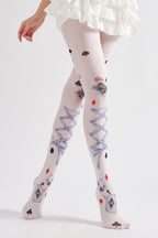 Funky Poker Strap Tights Semi-Sheer with high elasticity and shaping fit, suitable for events, cosplay, street style, and gifting girls at Christmas