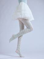 Checkered Floral pantyhose with high elasticity and shaping fit, suitable for events, cosplay, street style, and gifting girls at Christmas