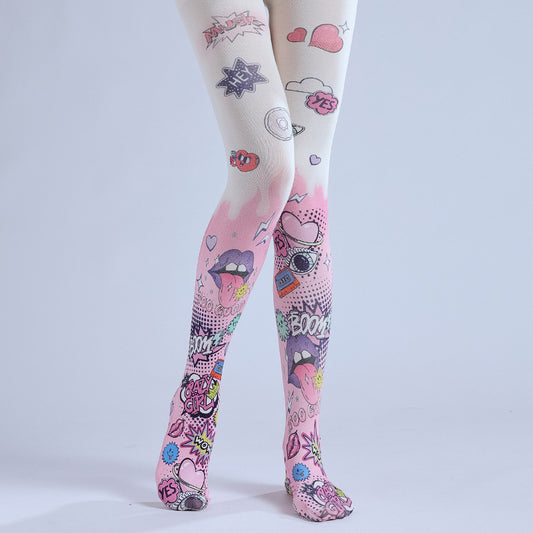 Comic Graffiti Women Tights-Grainvity