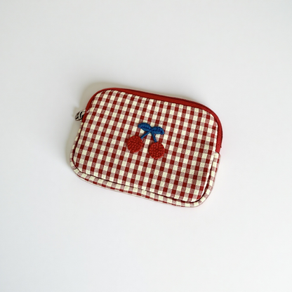 Cotton cherry makeup pouch for everyday essentials