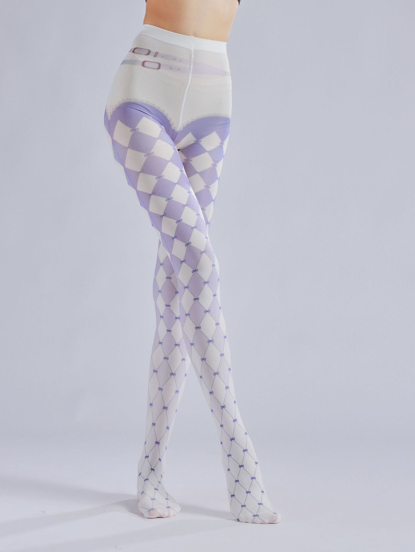 Gradient Purple Plaid Tights-Grainvity