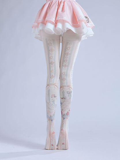 Gorgeous patterned white pantyhose-Grainvity