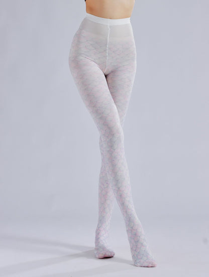 Mermaid Tights Pink Fish Scale Pattern-Grainvity