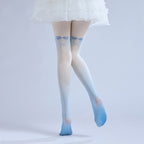 Grident Blue Star Pantyhose Bow JK Tights with high elasticity and shaping fit, suitable for events, cosplay, street style, and gifting girls at Christmas