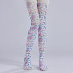 Colored Paisley Printed Tights with high elasticity and compression,shaping fit and ideal for weddings, parties, ethnic outfits, and street fashion