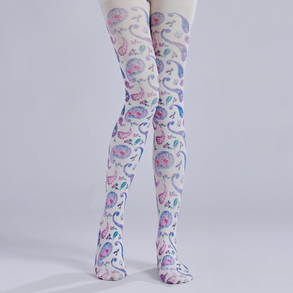 Colored Paisley Printed Tights-Grainvity