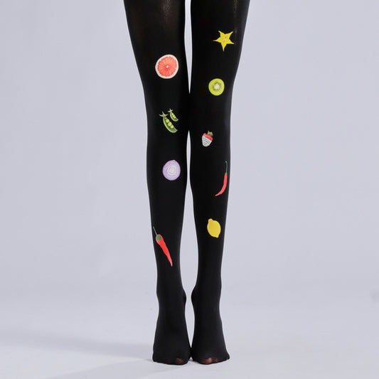 Fruit Women Black Tights-Grainvity