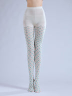 Checkered Floral pantyhose with high elasticity and shaping fit, suitable for events, cosplay, street style, and gifting girls at Christmas