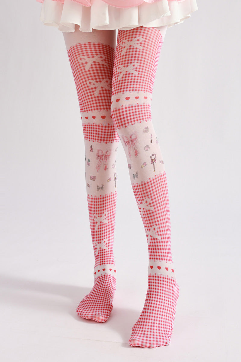 Pink Plaid Tights-Grainvity
