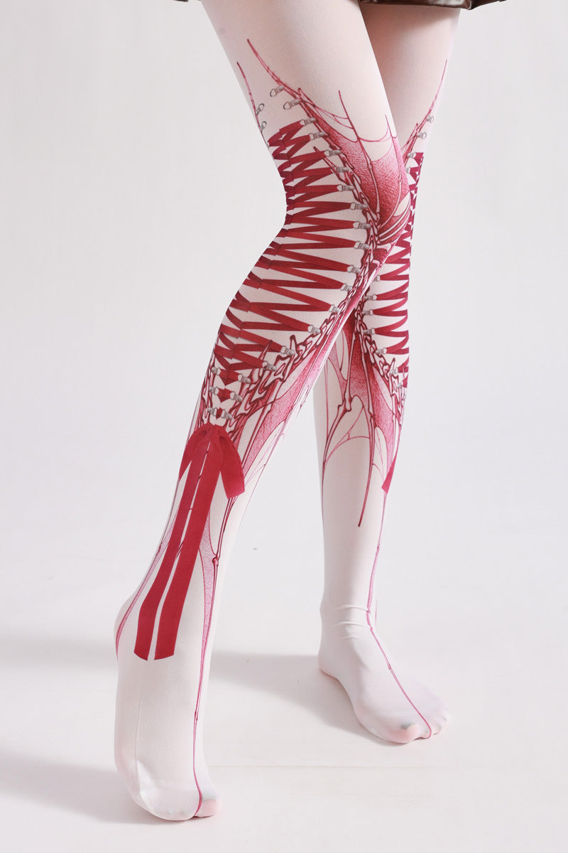 Halloween Gothic Strapped Tights-Grainvity
