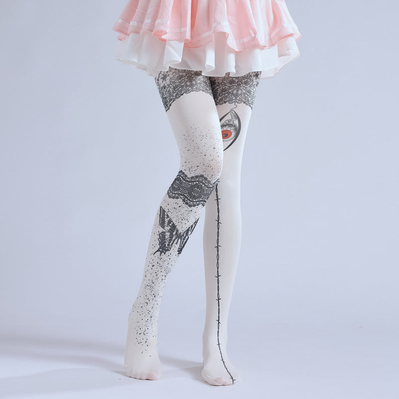 Evil Eye Women Tights with high elasticity, perfect for parties, cosplay, events, and street fashion