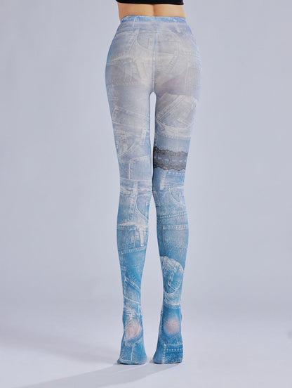 Vintage Jeans pattern Tights-Grainvity