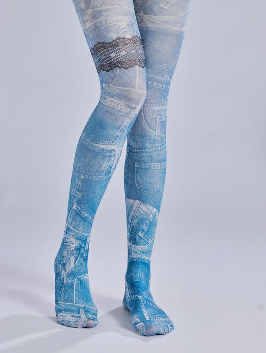 Vintage Jeans pattern Tights-Grainvity