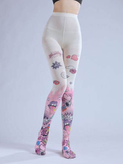 Comic Graffiti Women Tights-Grainvity