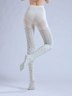 Checkered Floral pantyhose with high elasticity and shaping fit, suitable for events, cosplay, street style, and gifting girls at Christmas