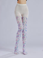 Colored Paisley Printed Tights with high elasticity and compression,shaping fit and ideal for weddings, parties, ethnic outfits, and street fashion