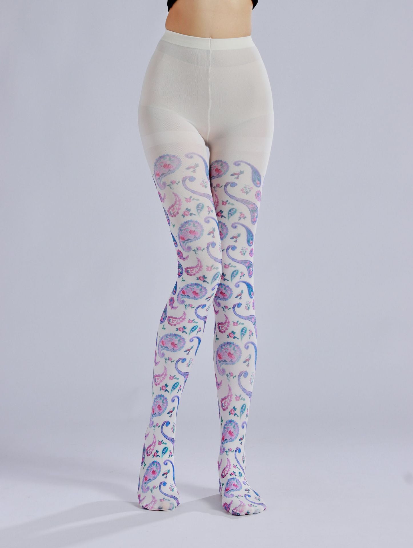 Colored Paisley Printed Tights with high elasticity and compression,shaping fit and ideal for weddings, parties, ethnic outfits, and street fashion