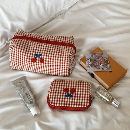 Cherry cotton cosmetics bag, view 5