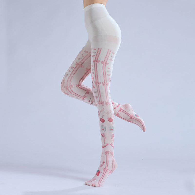 Pink Unicorn Tights Semi Sheer with high elasticity and shaping fit, suitable for events, cosplay, street style, and gifting girls at Christmas