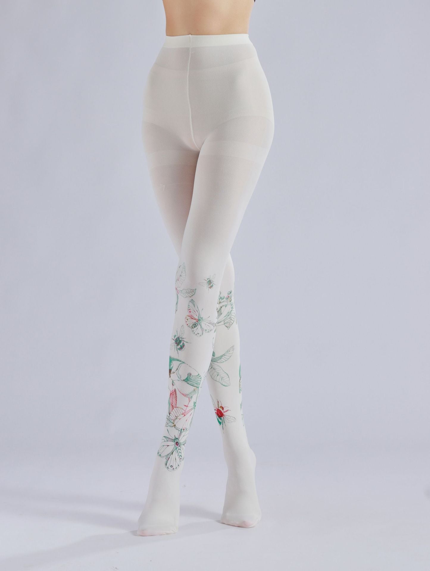 Butterfly & Bee Printed Tights with high elasticity and compression,shaping fit and ideal for weddings, parties, ethnic outfits, and street fashion