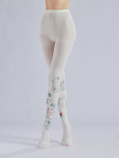 Butterfly & Bee Printed Tights Cottagecore Outfit-Grainvity