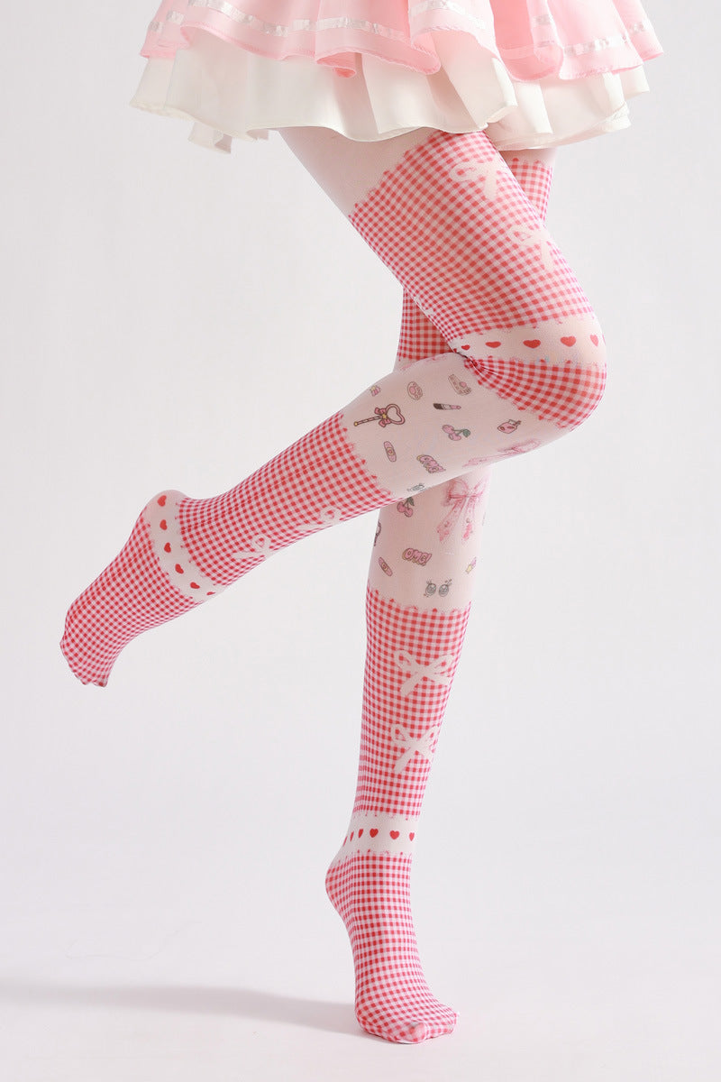 Pink Plaid Tights-Grainvity