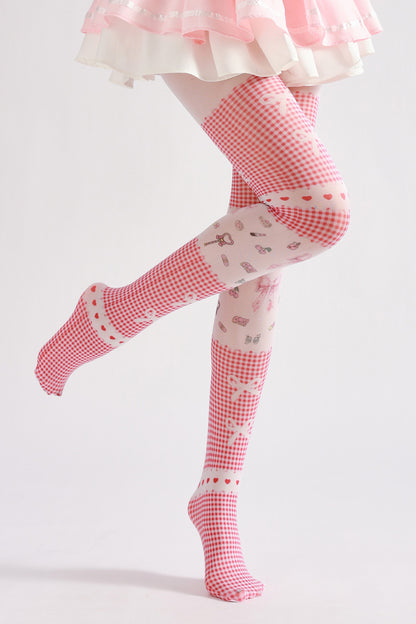 Pink Plaid Tights-Grainvity