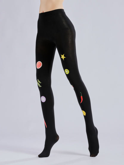Fruit Women Black Tights-Grainvity