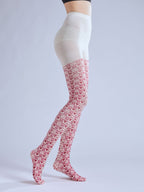 Pink Heart Tights with high elasticity and shaping fit, suitable for events, cosplay, street style, and gifting girls at Christmas