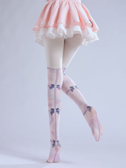 Rainbow Bow-Knot Women Tights-Grainvity