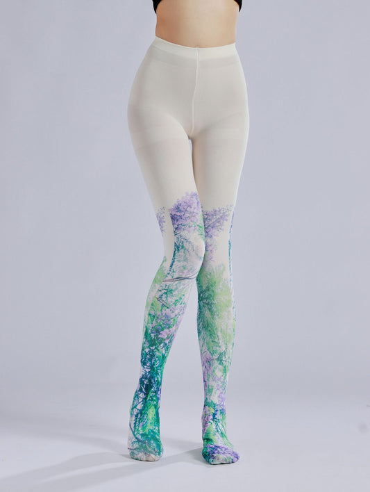 Blue Floral Tights Country Style-Grainvity