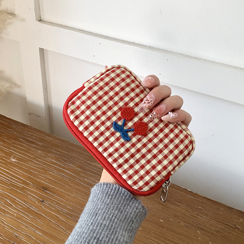 Cherry cotton cosmetics bag, view 6