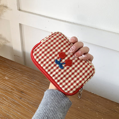 Cherry cotton cosmetics bag, view 6
