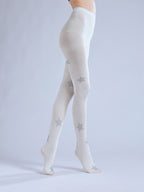 Balletcore White Star Women Tights with high elasticity and shaping fit, suitable for events, cosplay, street style, and gifting girls at Christmas