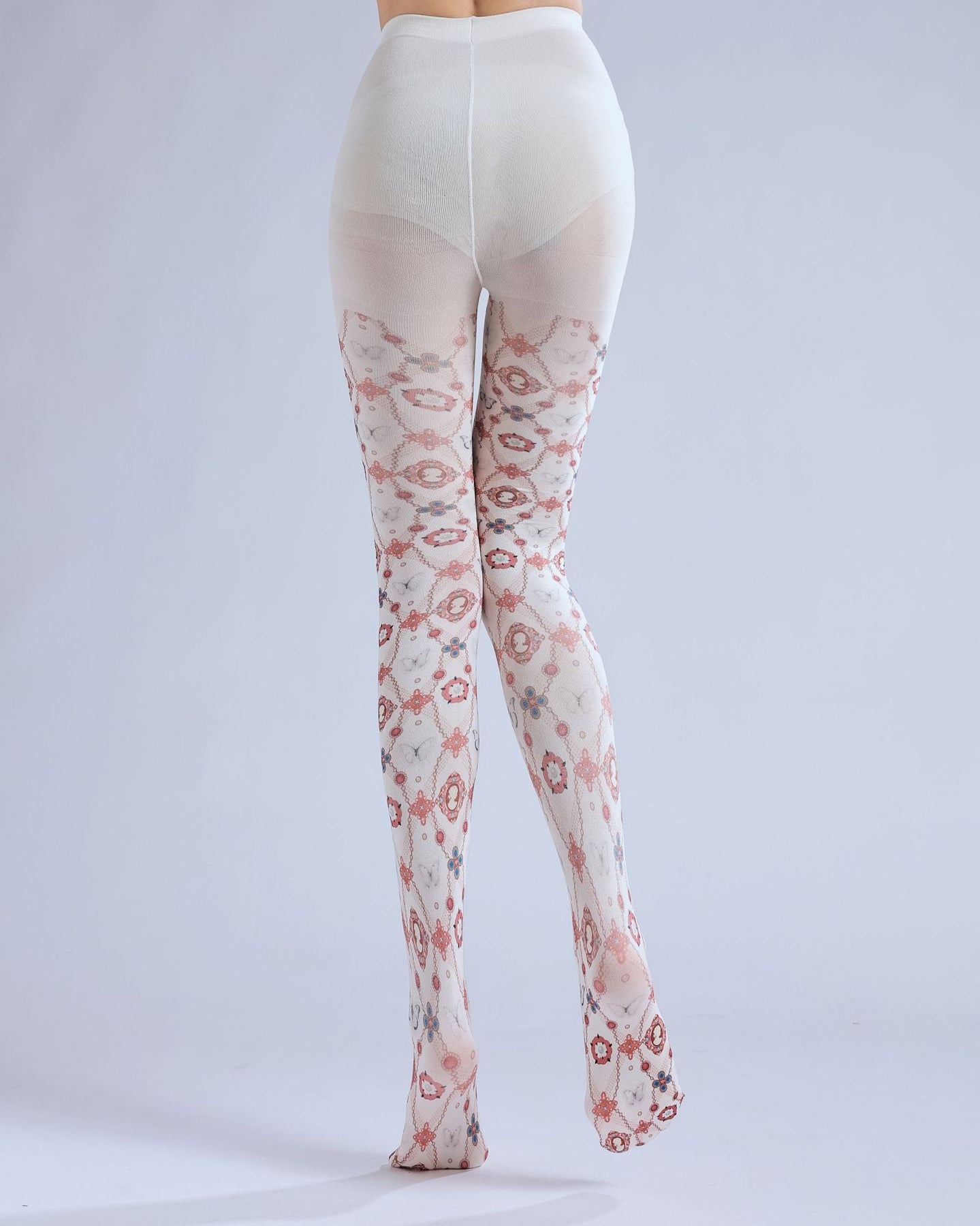 Victorian Cameo Tights Vintage Baroque Stockings with high elasticity and shaping fit, suitable for events, cosplay, street style, and gifting girls at Christmas