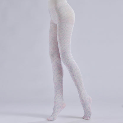 Mermaid Tights Pink Fish Scale Pattern-Grainvity