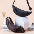 Soft leather croissant shoulder bag
