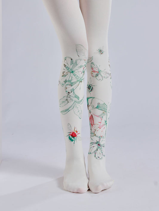 Butterfly & Bee Printed Tights Cottagecore Outfit-Grainvity