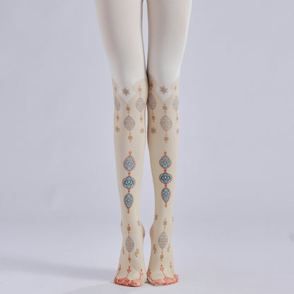 Medieval Patterned Women Tights-Grainvity