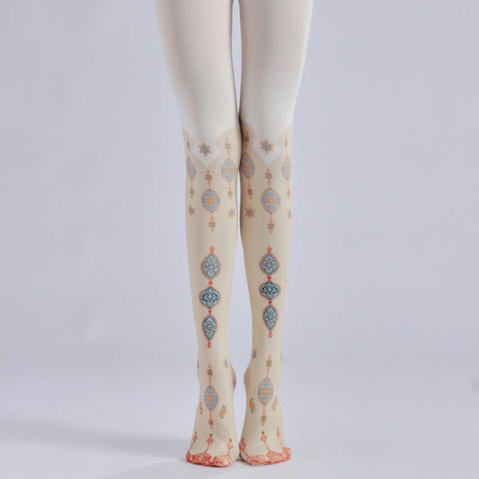 Medieval Patterned Women Tights-Grainvity