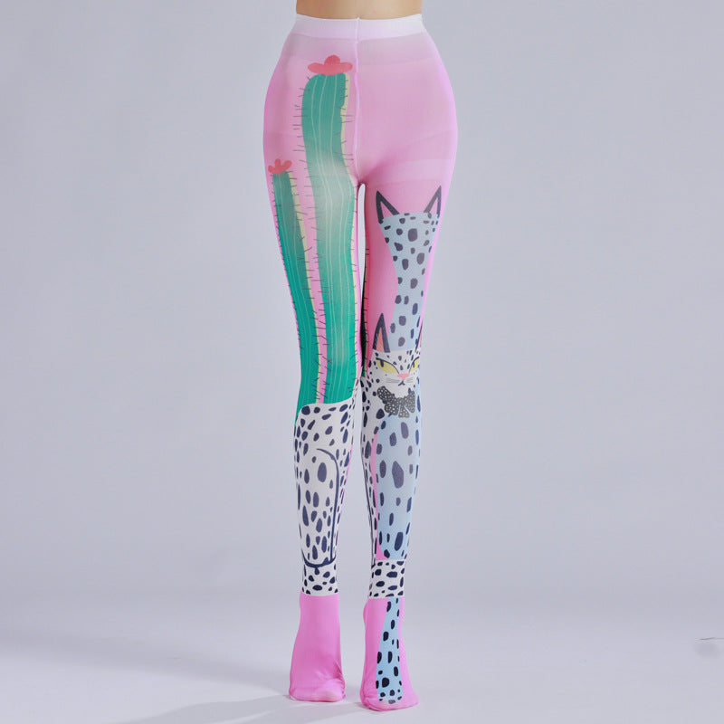 Cactus Printed Women Tights-Grainvity