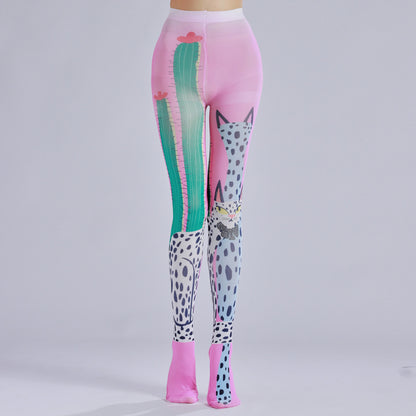 Cactus Printed Women Tights-Grainvity