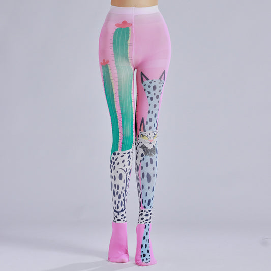 Cactus Printed Women Tights-Grainvity