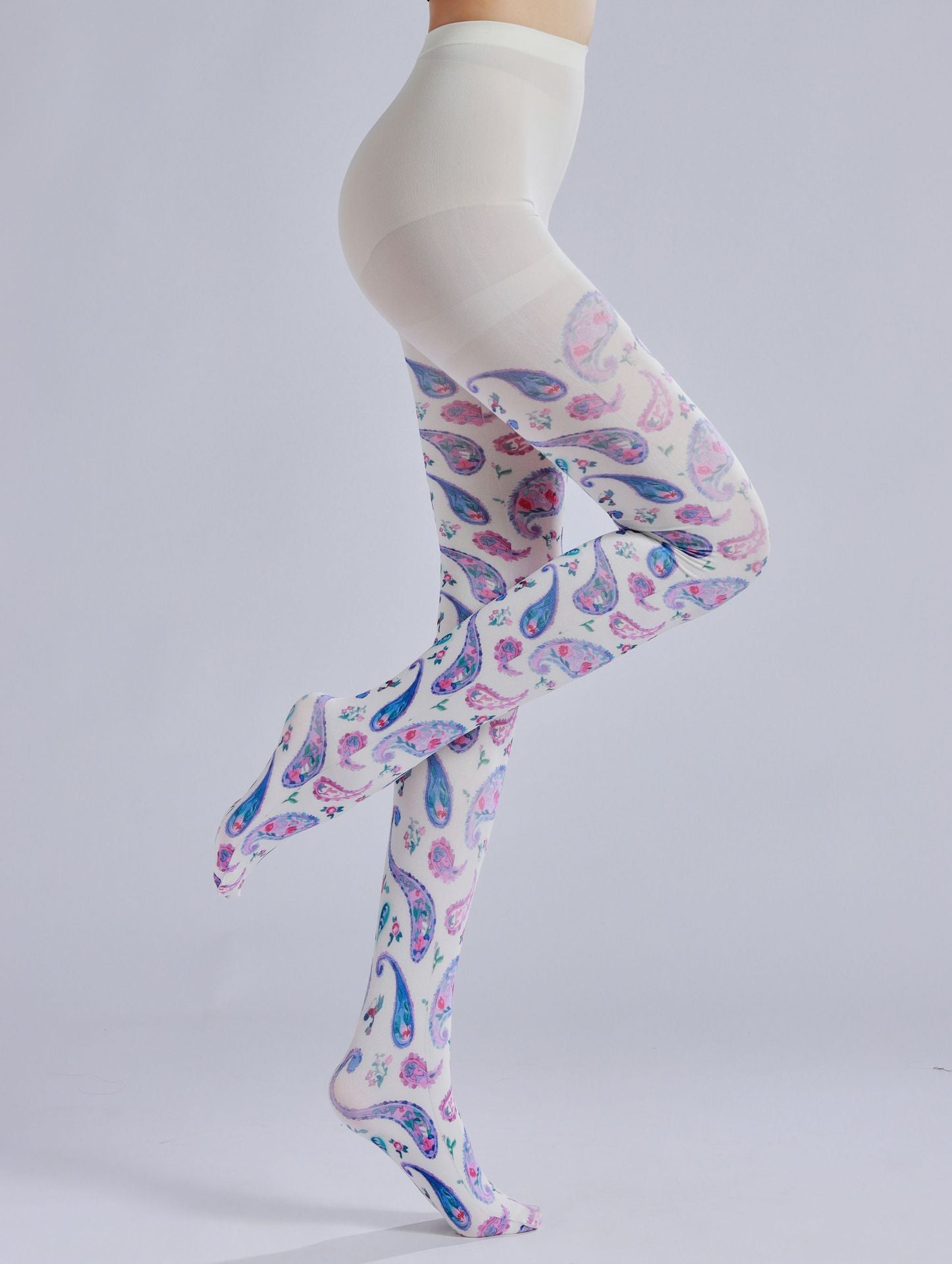 Colored Paisley Printed Tights with high elasticity and compression,shaping fit and ideal for weddings, parties, ethnic outfits, and street fashion
