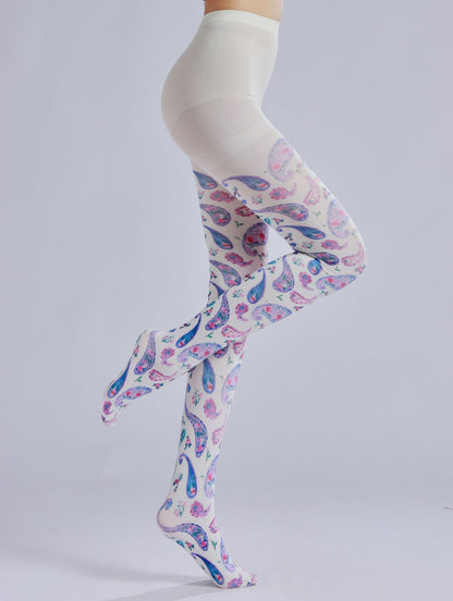 Colored Paisley Printed Tights-Grainvity