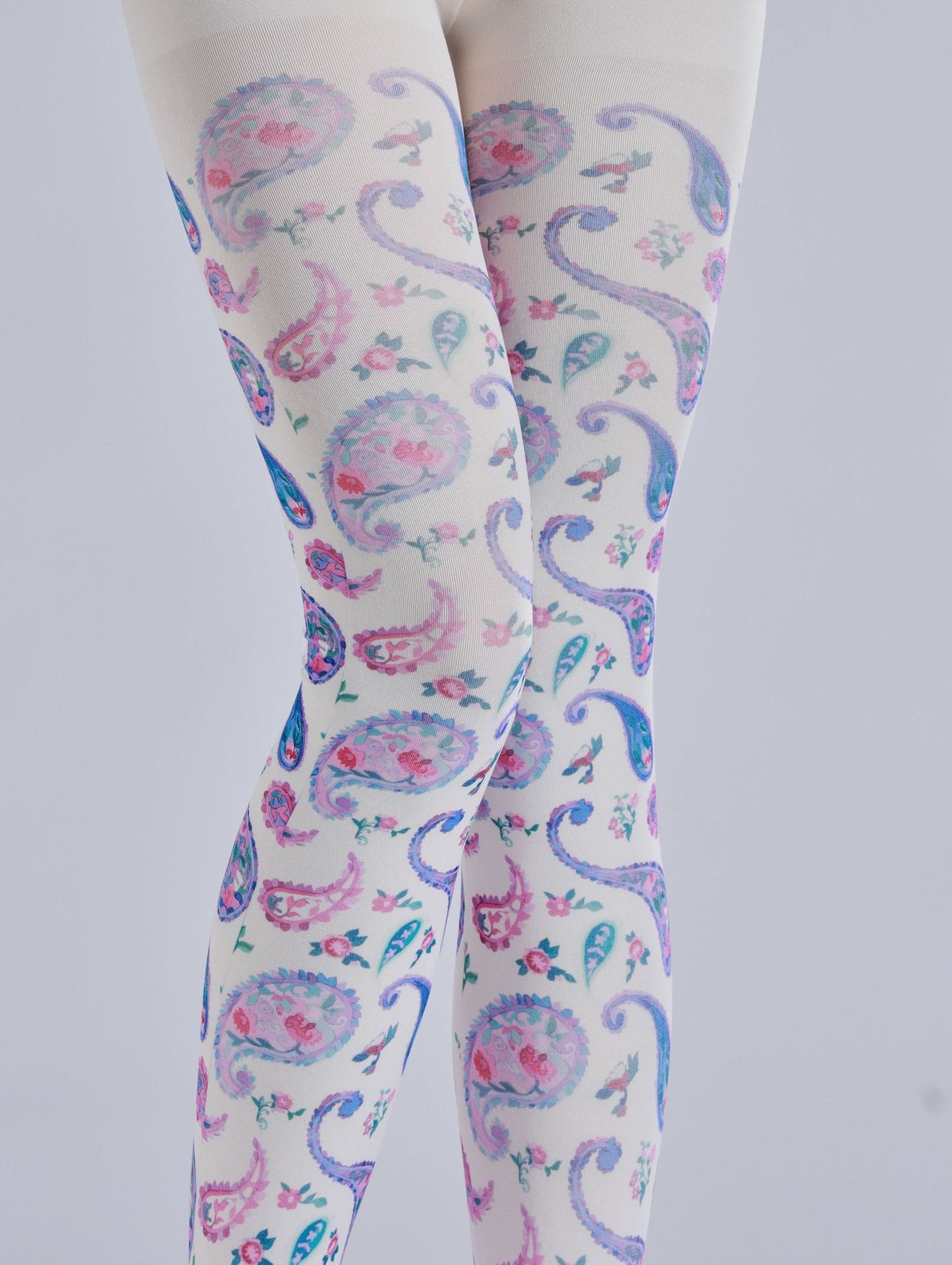 Colored Paisley Printed Tights-Grainvity