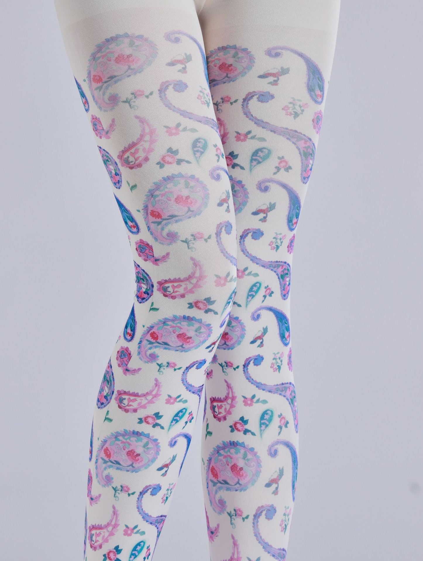 Colored Paisley Printed Tights with high elasticity and compression,shaping fit and ideal for weddings, parties, ethnic outfits, and street fashion