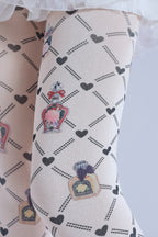 Rhombus Grid Pattern Printed Pantyhose with high elasticity and shaping fit, suitable for events, cosplay, street style, and gifting girls at Christmas