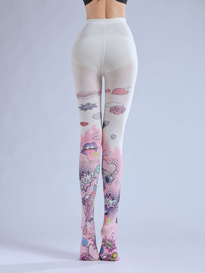 Comic Graffiti Women Tights-Grainvity