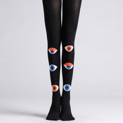 Eyes Black Tights Funky Stockings Boho-Grainvity